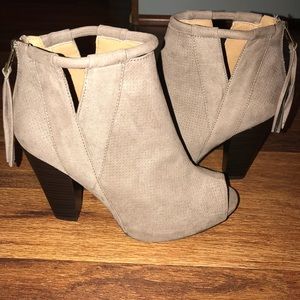 Beige Thick Heel Booties